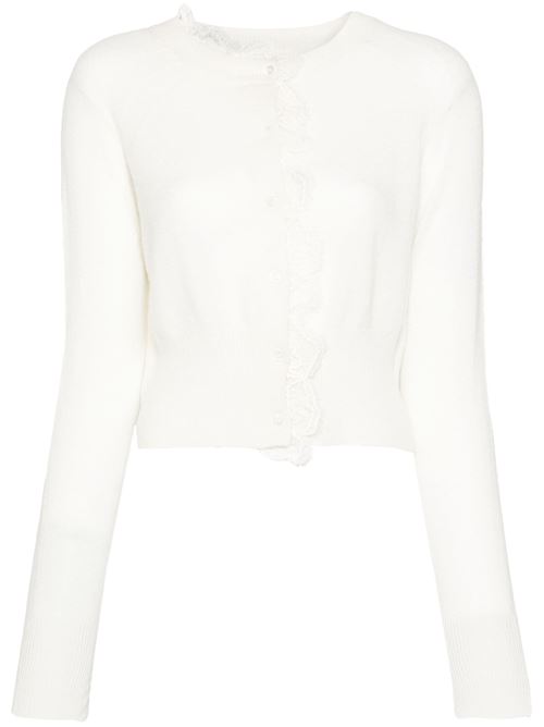 Ivory white floral lace cardigan Ermanno Scervino | D455N313APPYU11001